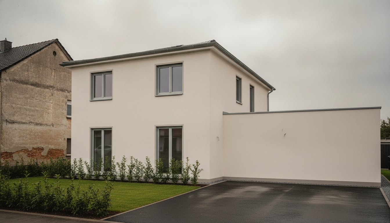 Helles Wohnhaus mit erneuerter Fassade